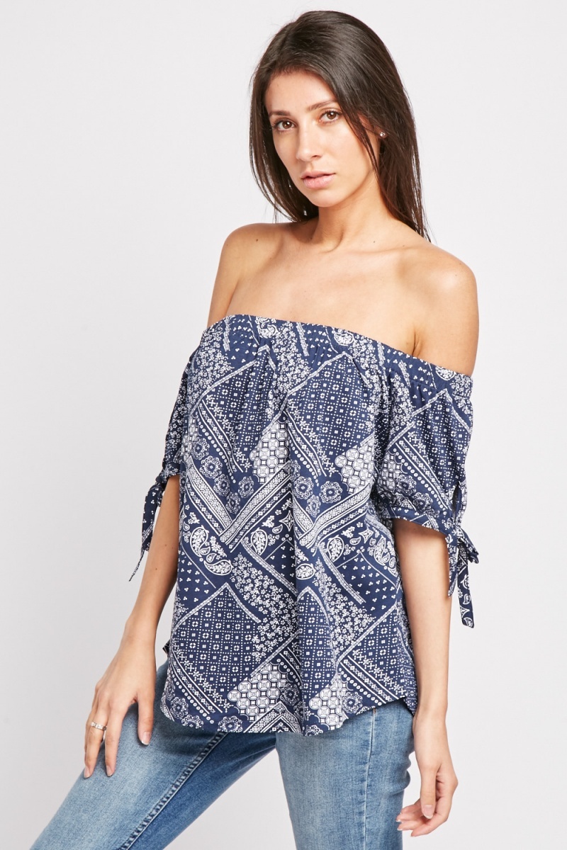 Bandana Print Off Shoulder Top - Just $3