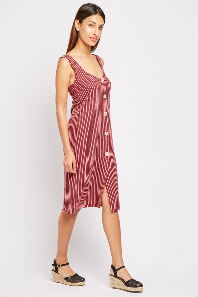 Pin Striped Midi Pinafore Dress - Just $2