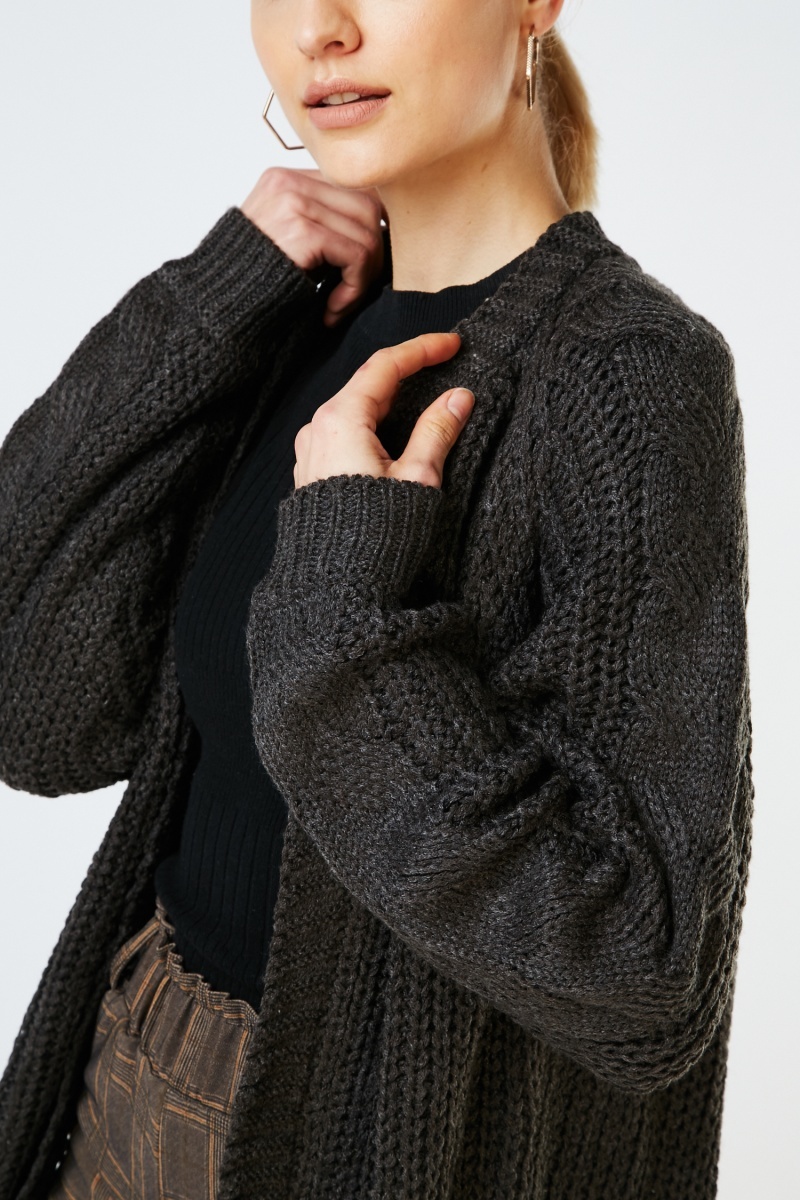 Chunky Cable Knit Sleeve Cardigan - Just $7