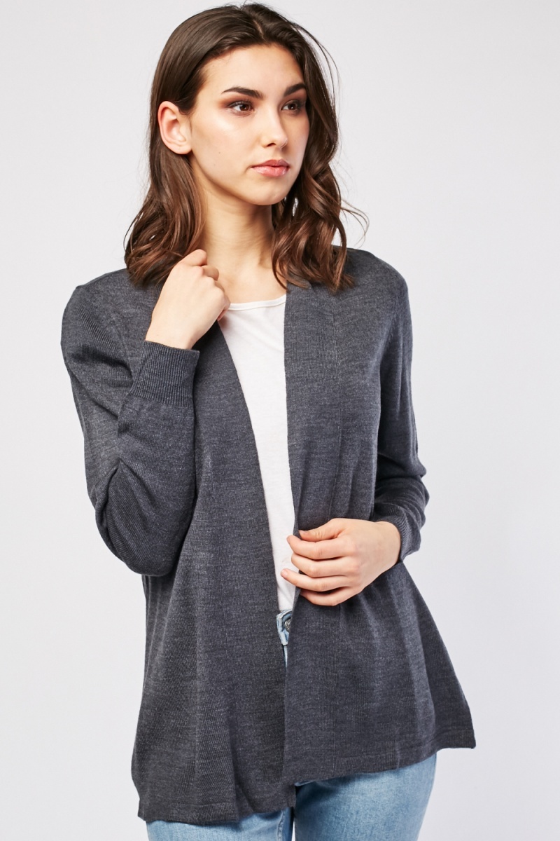 Long Sleeve Plain Knit Cardigan - 3 Colours - Just $6