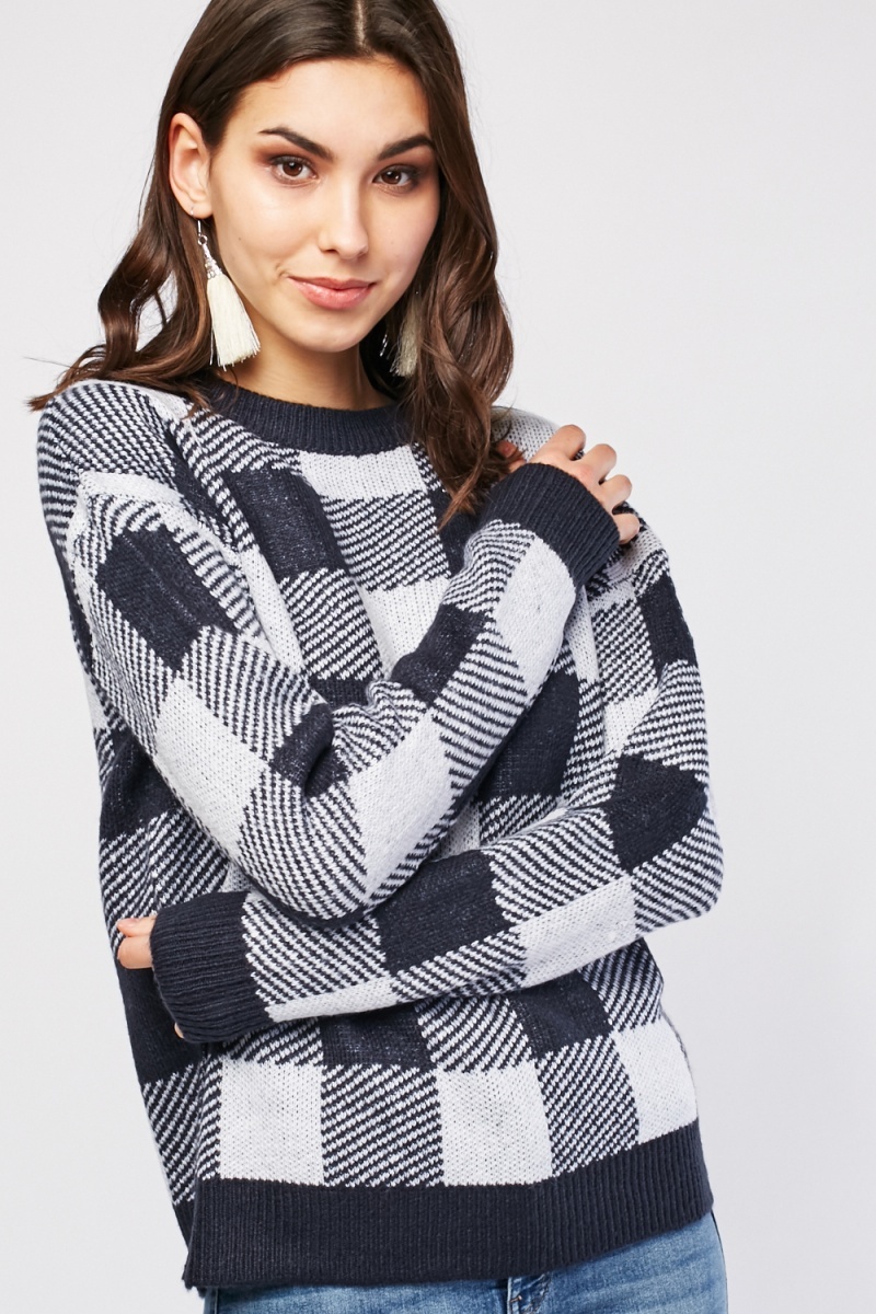 Checkered Knitted Jumper - Just $7
