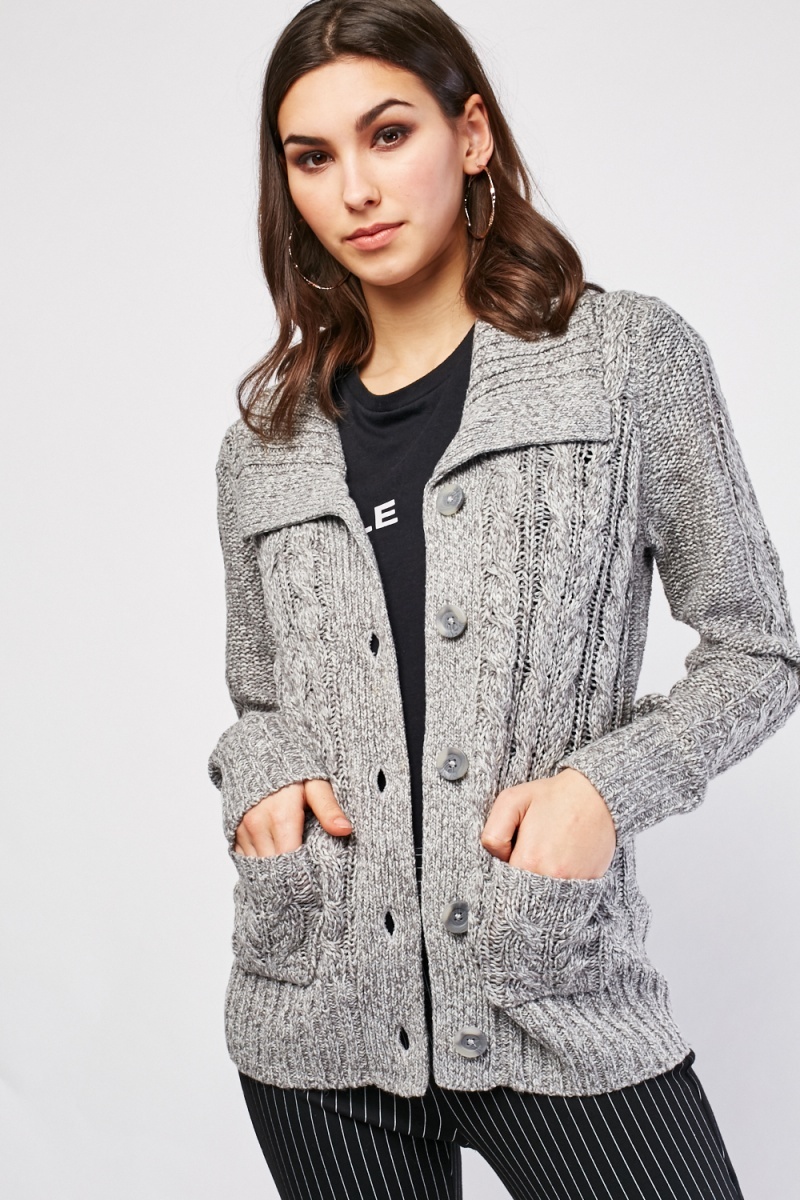 Grey Cable Knit Cardigan - Just $6