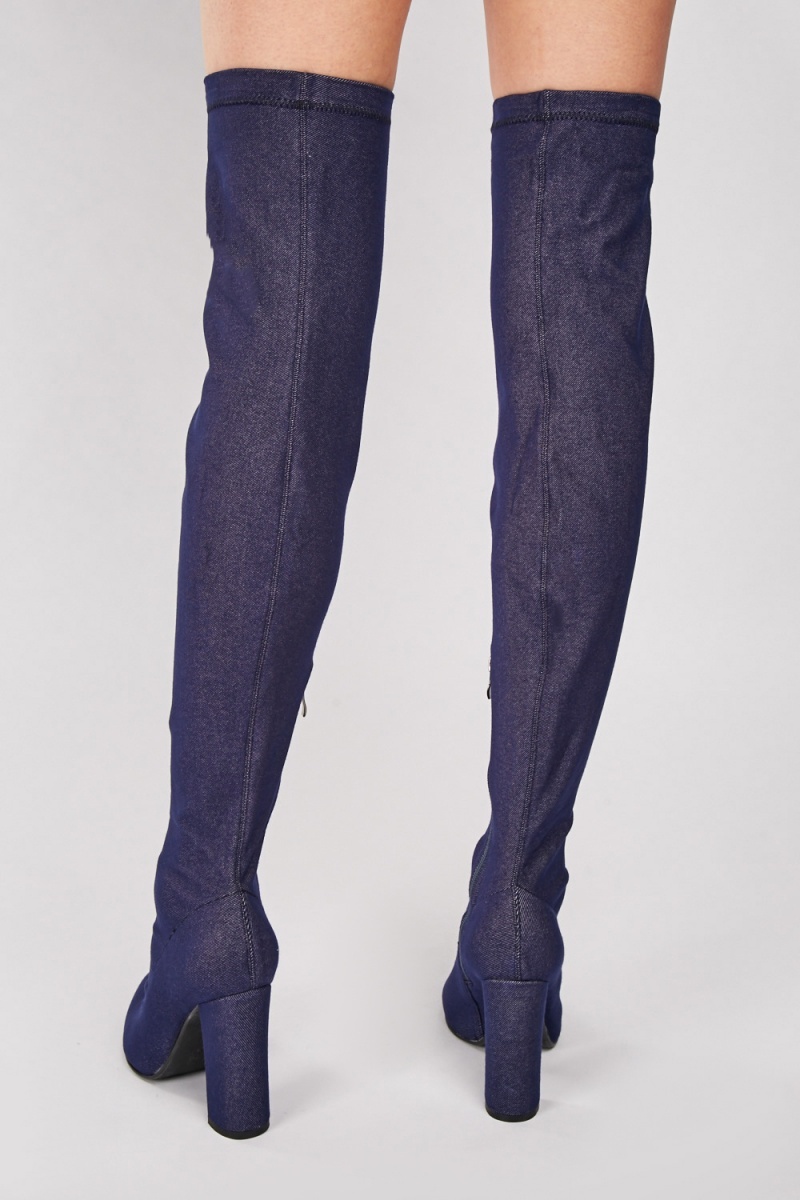 Denim Thigh High Boots Just 7 2763