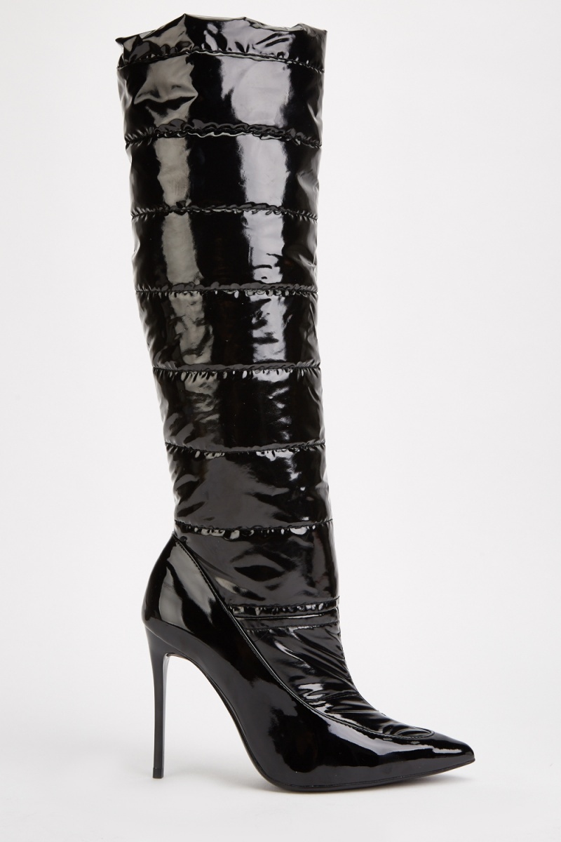 PVC Quilted Knee High Boots - Just $7