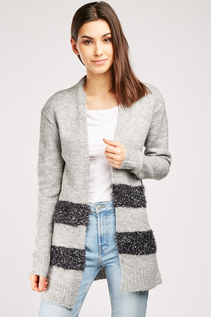 Tinsel Striped Panel Knit Cardigan - Just $7