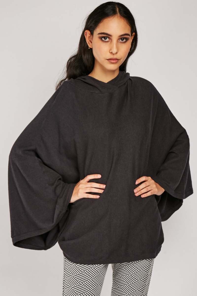 Hooded Knit Poncho - Just $7