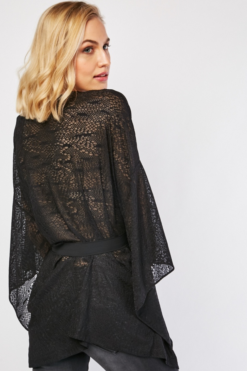 Belted Lace Kaftan Top - Just $6