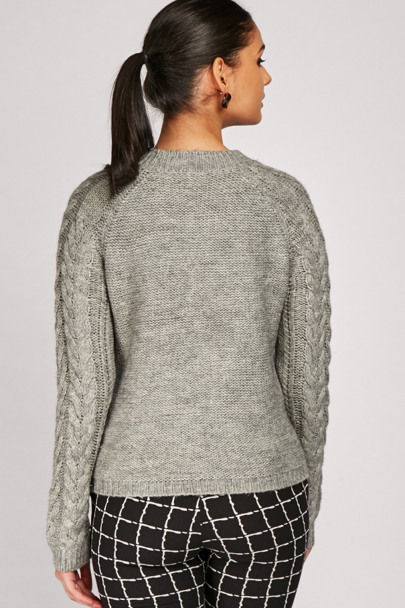 Cable Knit Grey Jumper - Just $7