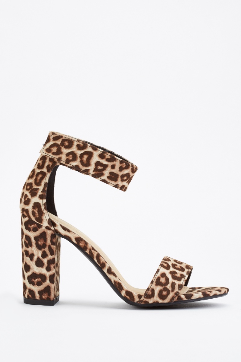 Leopard Print Block Heel Sandals - Just $7