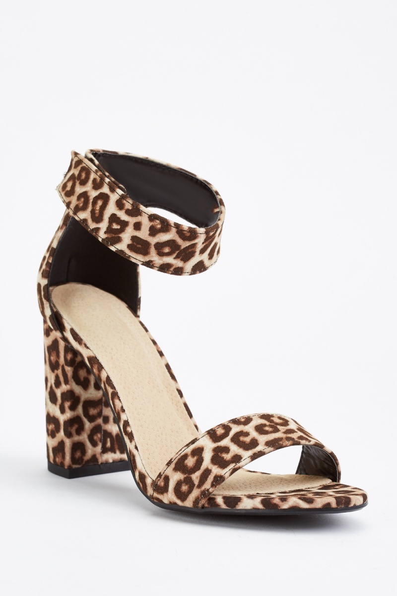 Leopard Print Block Heel Sandals - Just $7