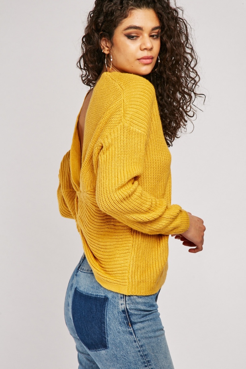 Twisted Wrap Back Knit Jumper - Just $7
