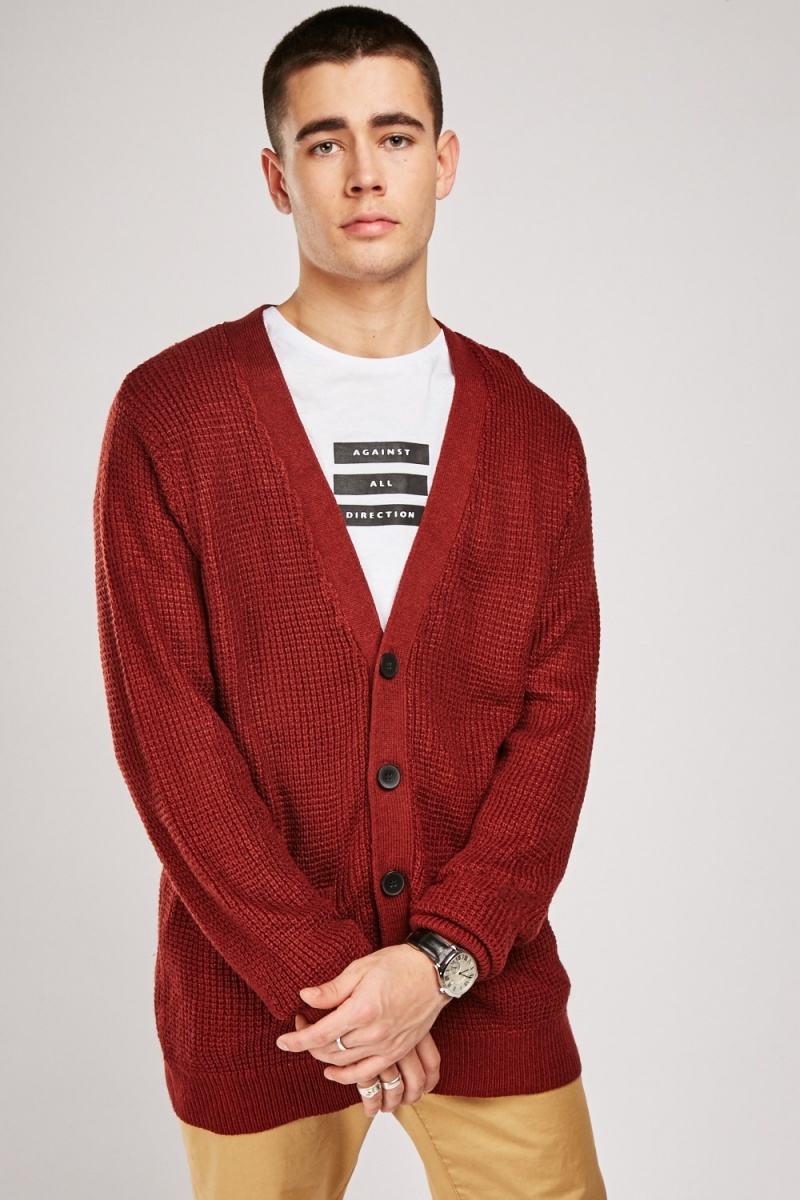 chunky red button up sweater