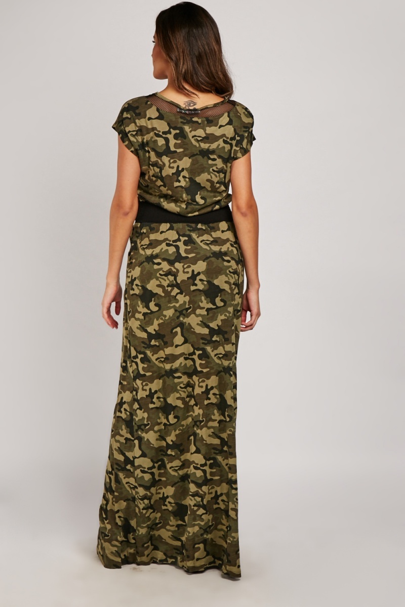 Camouflage Metallic Logo Maxi Dress - Just $7