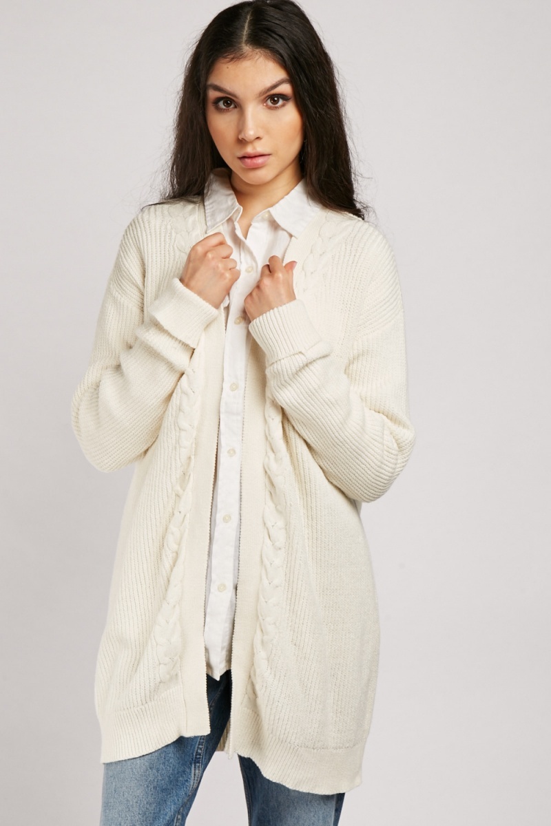 Plain Knit Trim Cardigan - Just $7