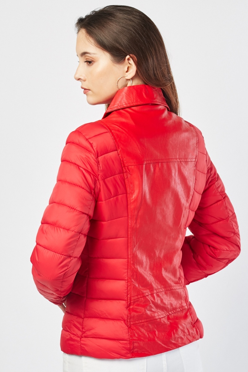 Red Quilted Contrast Jacket - Just $7