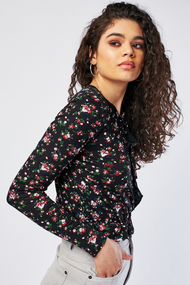 Ditsy Floral Print Wrap Top - Just $3