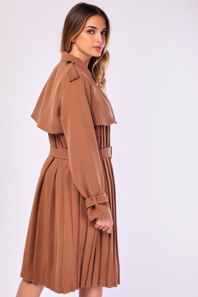 Pleated Midi Structured Trench Coat - Just $7