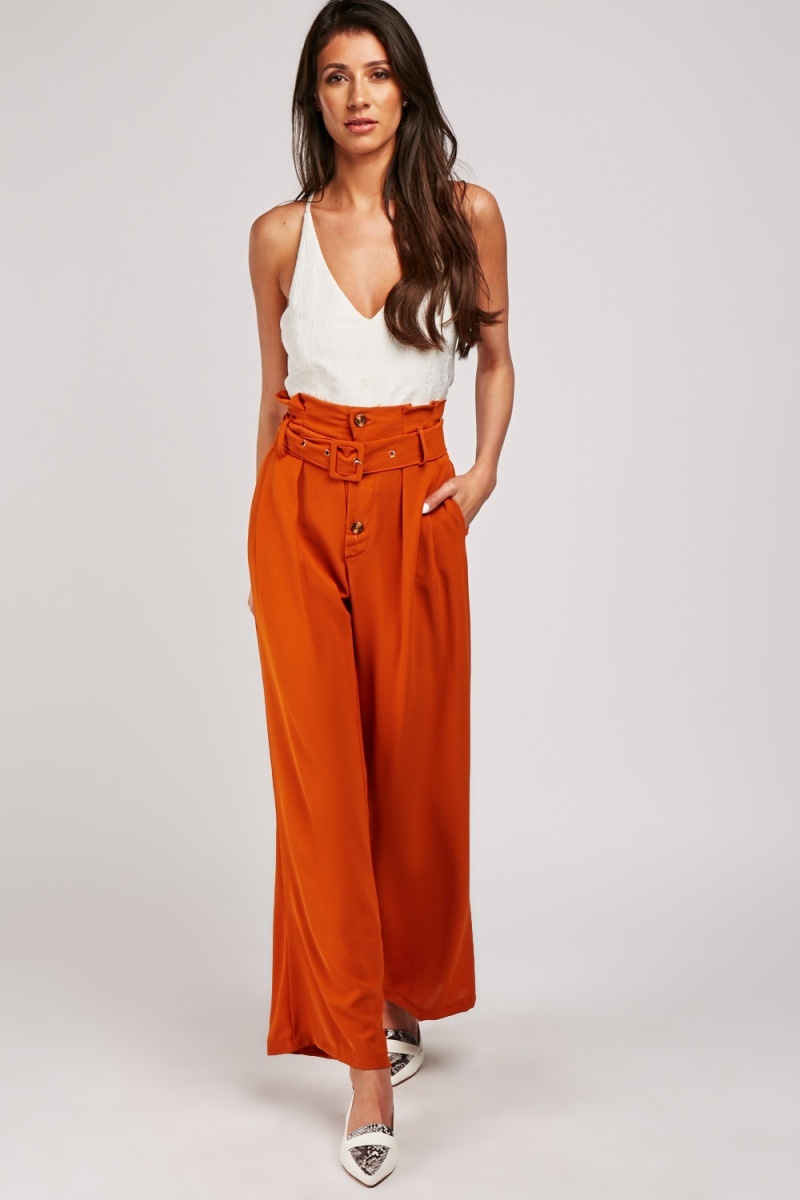 Straight Cut High Waisted Trousers - Just $7