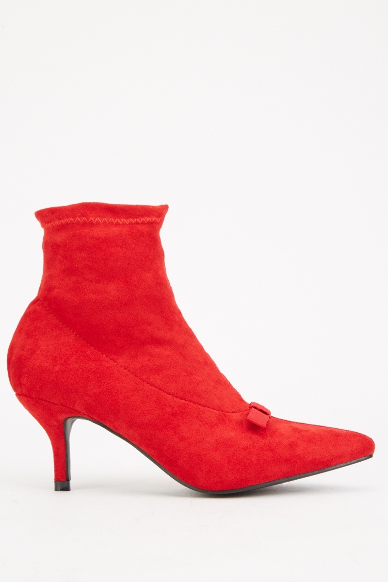 Bow Front Suedette Ankle Boots - Just $6