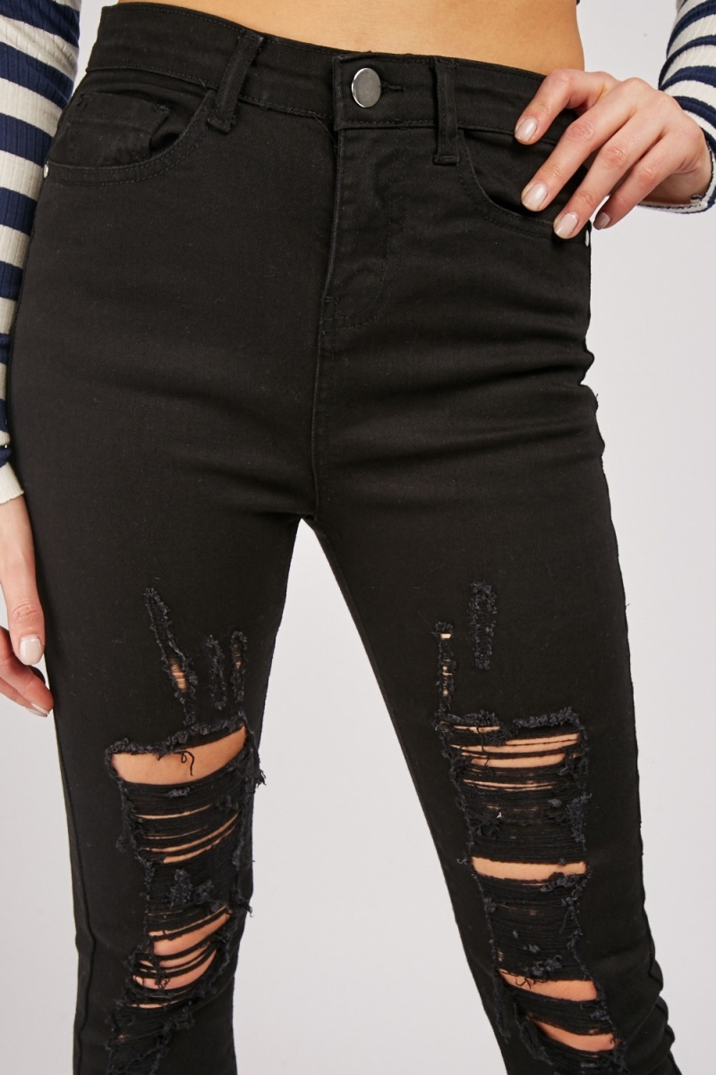 Heavily Distressed Black Jeans - Just $6
