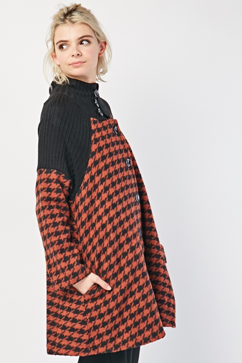 Houndstooth Pattern Flared Coat Just 7