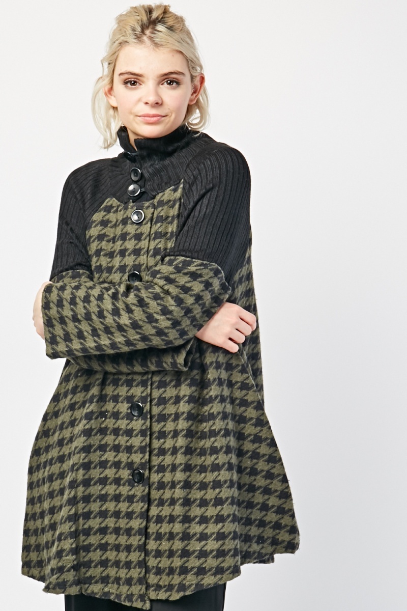 Houndstooth Pattern Flared Coat Just 7