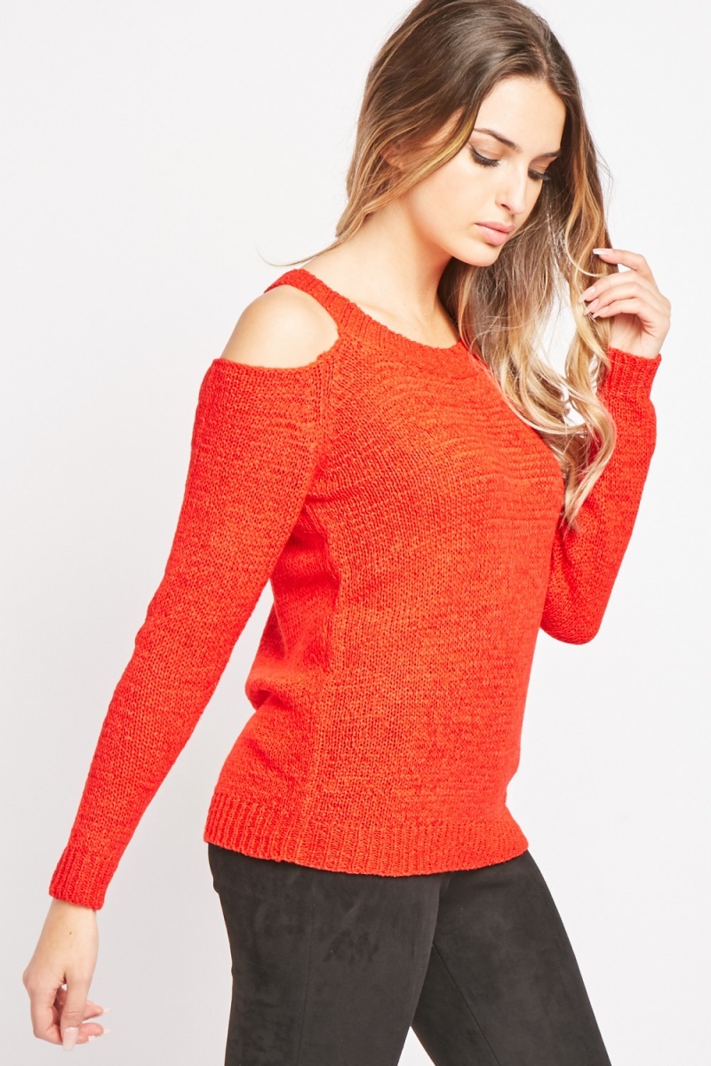 Thin Knit Cold Shoulder Sweater Just 3