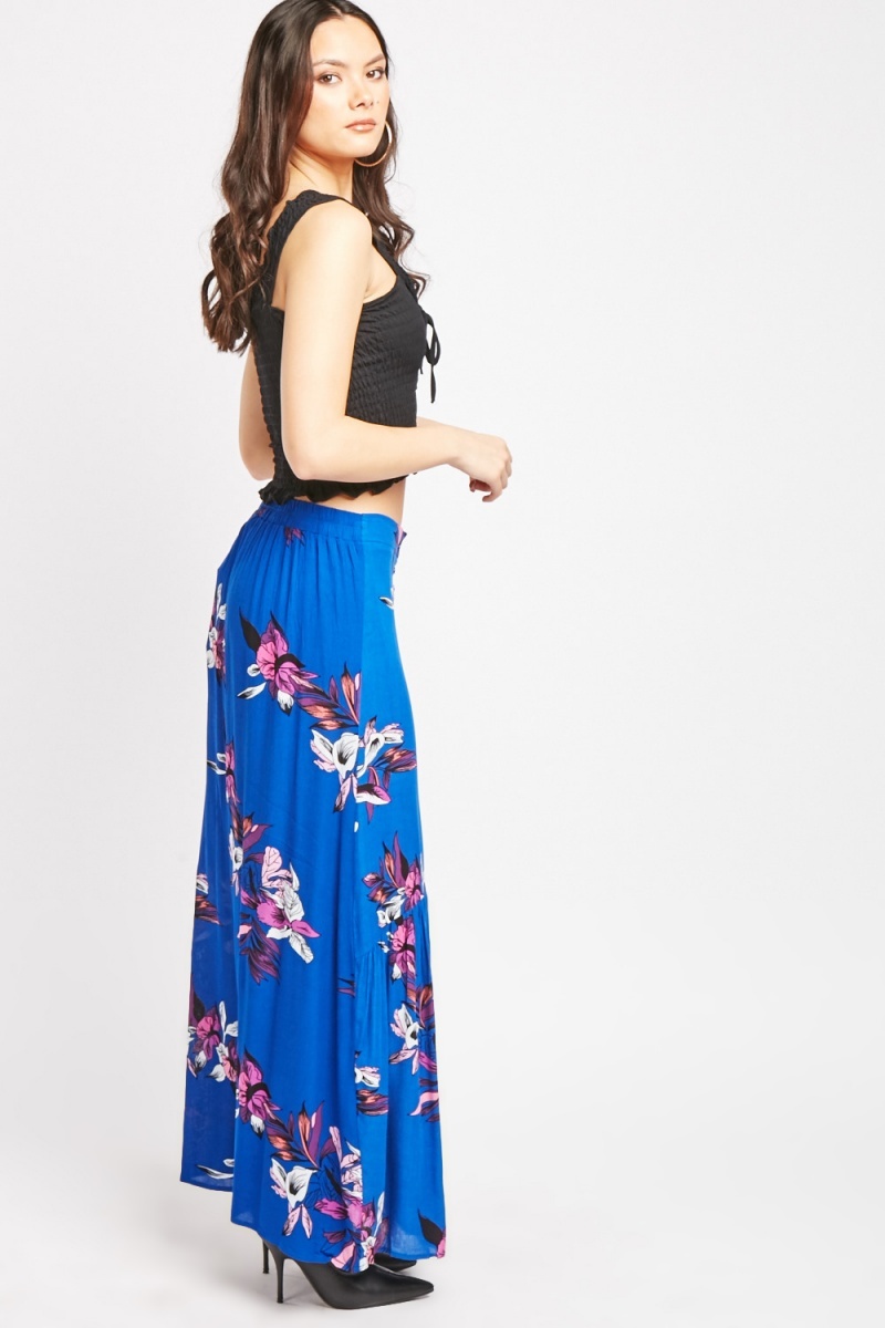 Floral Gathered Panel Maxi Skirt - Just $7