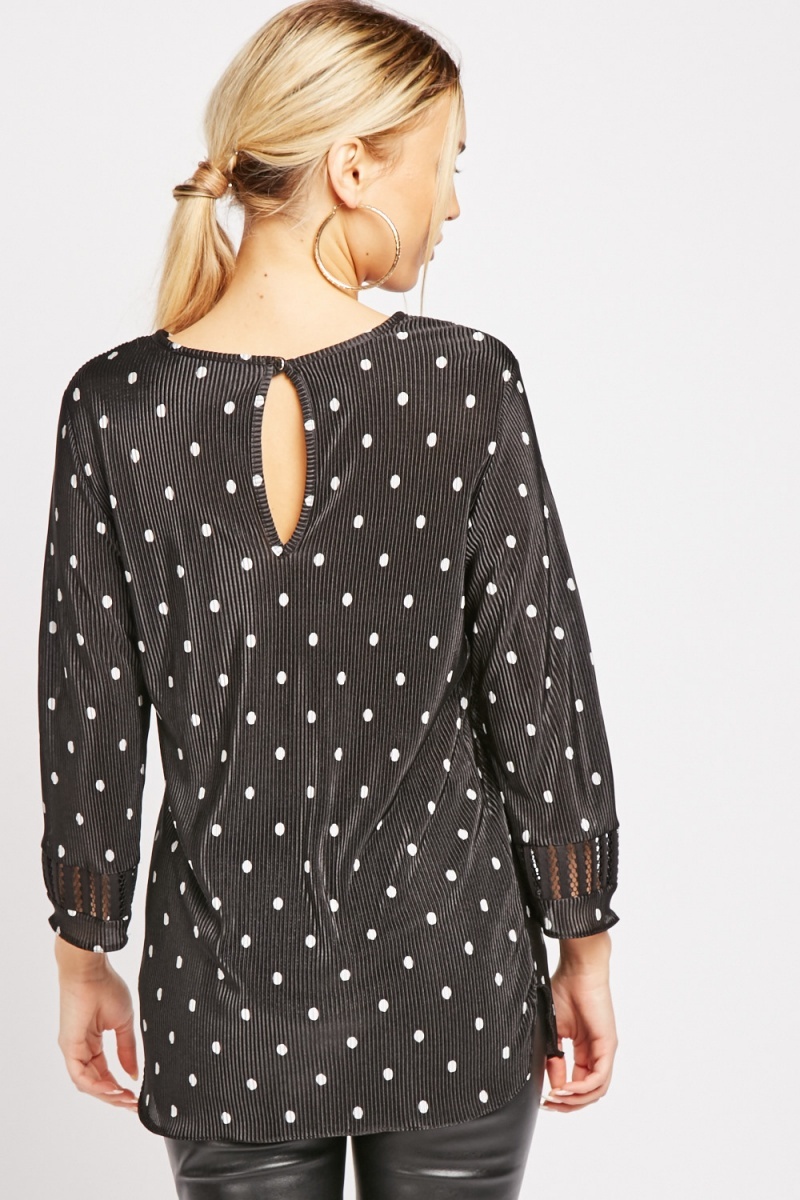 sheer blouse with polka dots