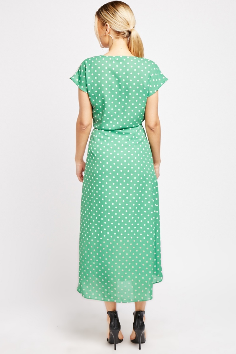 Polka Dot Short Sleeve Wrap Dress - Just $7