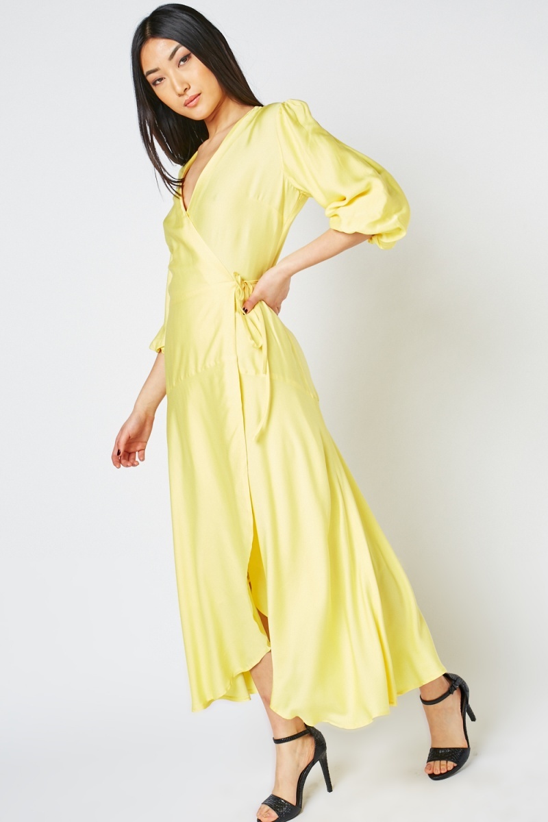 Yellow Midi Wrap Dress - Just $7