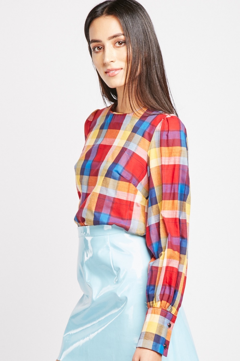 multi colored plaid shirt