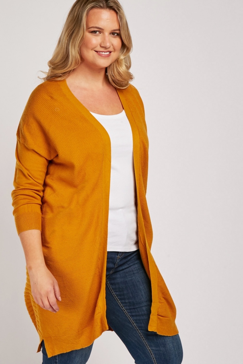 Ribbed Panel Long Line Cardigan - Just $7