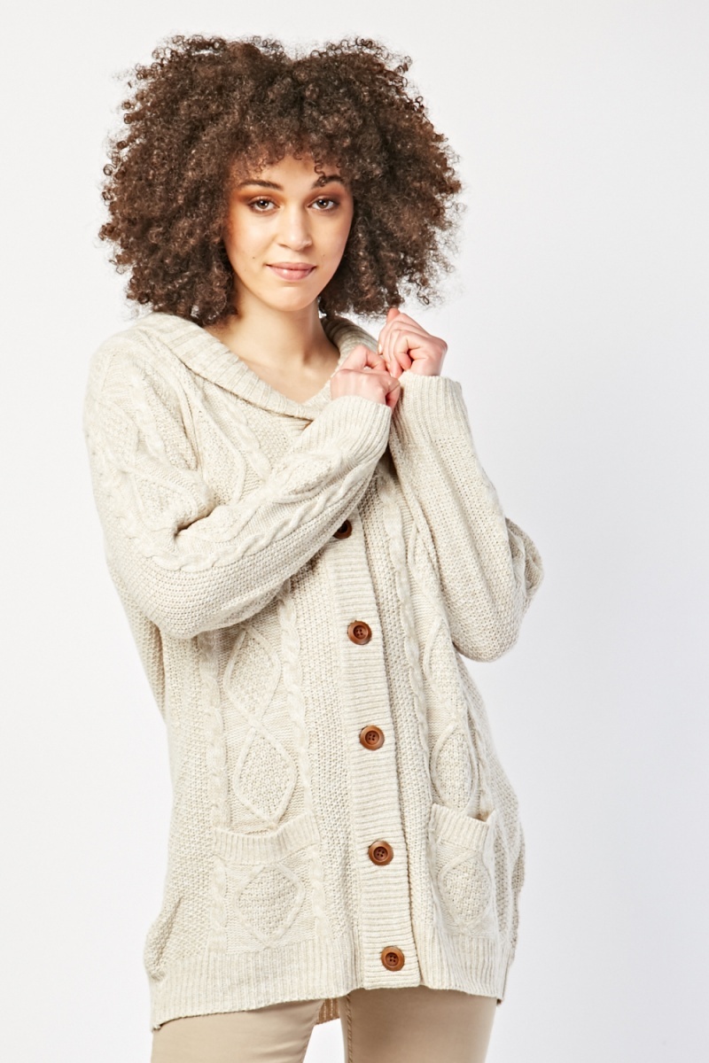 Chunky Cable Knit Cardigan - Just $7