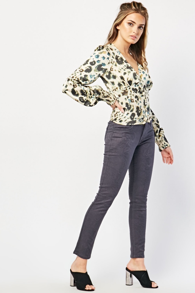 Patterned Skinny Charcoal Jeans - Just $7