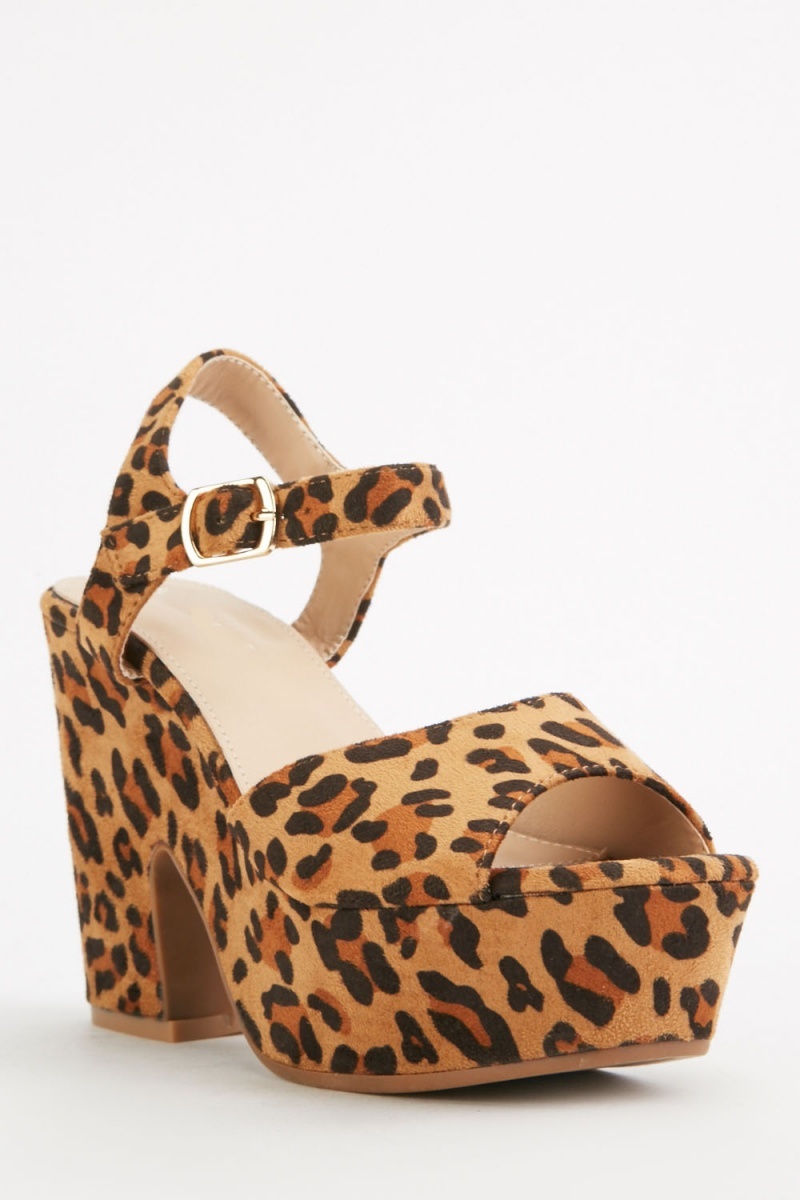 Chunky Leopard Print Sandals - Just $7
