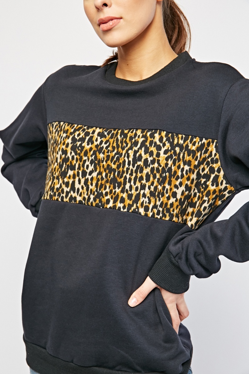 Cheetah Center Front Panel Sweatshirt - Just $7