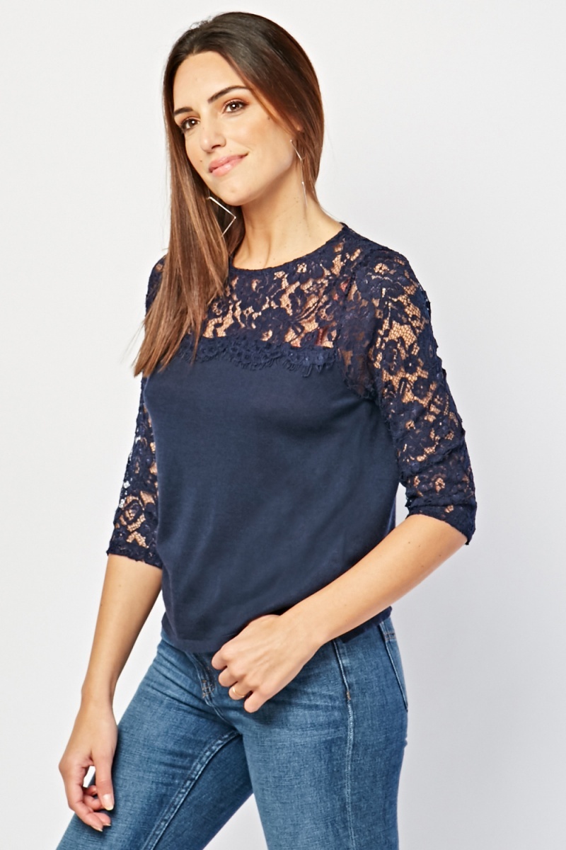 Floral Lace Insert Top - Just $3