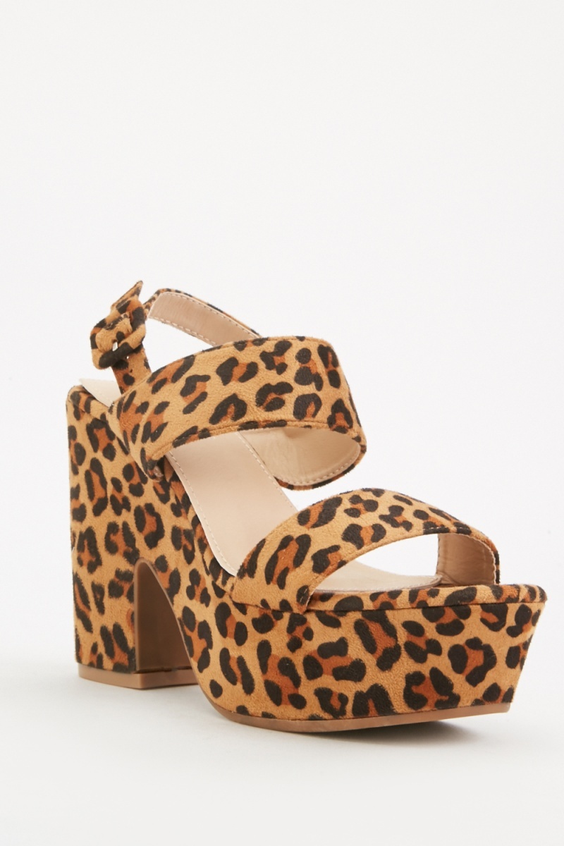 Chunky Platform Leopard Sandals - Just $3