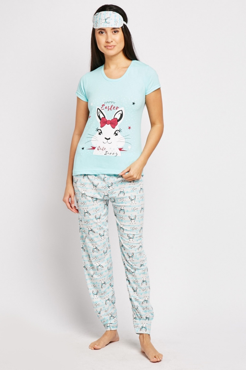 Cute Bunny Printed 3 Piece Pyjama - Just $7