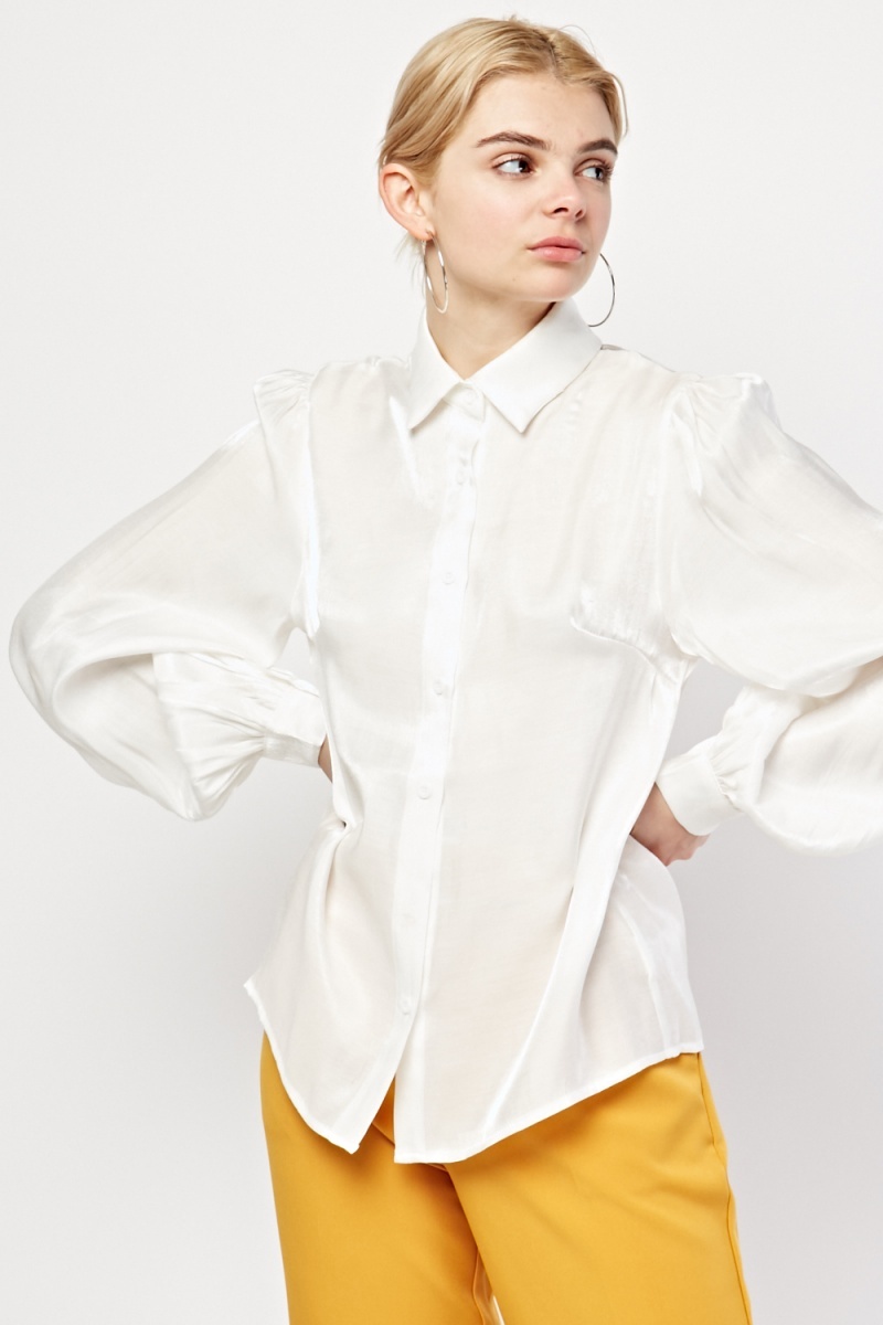 Bishop Sleeve Silky Shirt - Just $3