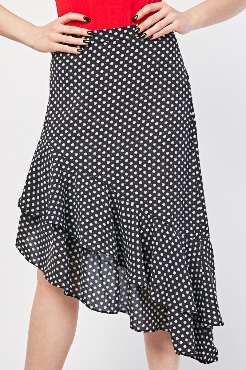 Asymmetric Midi Ruffle Skirt - Just $7