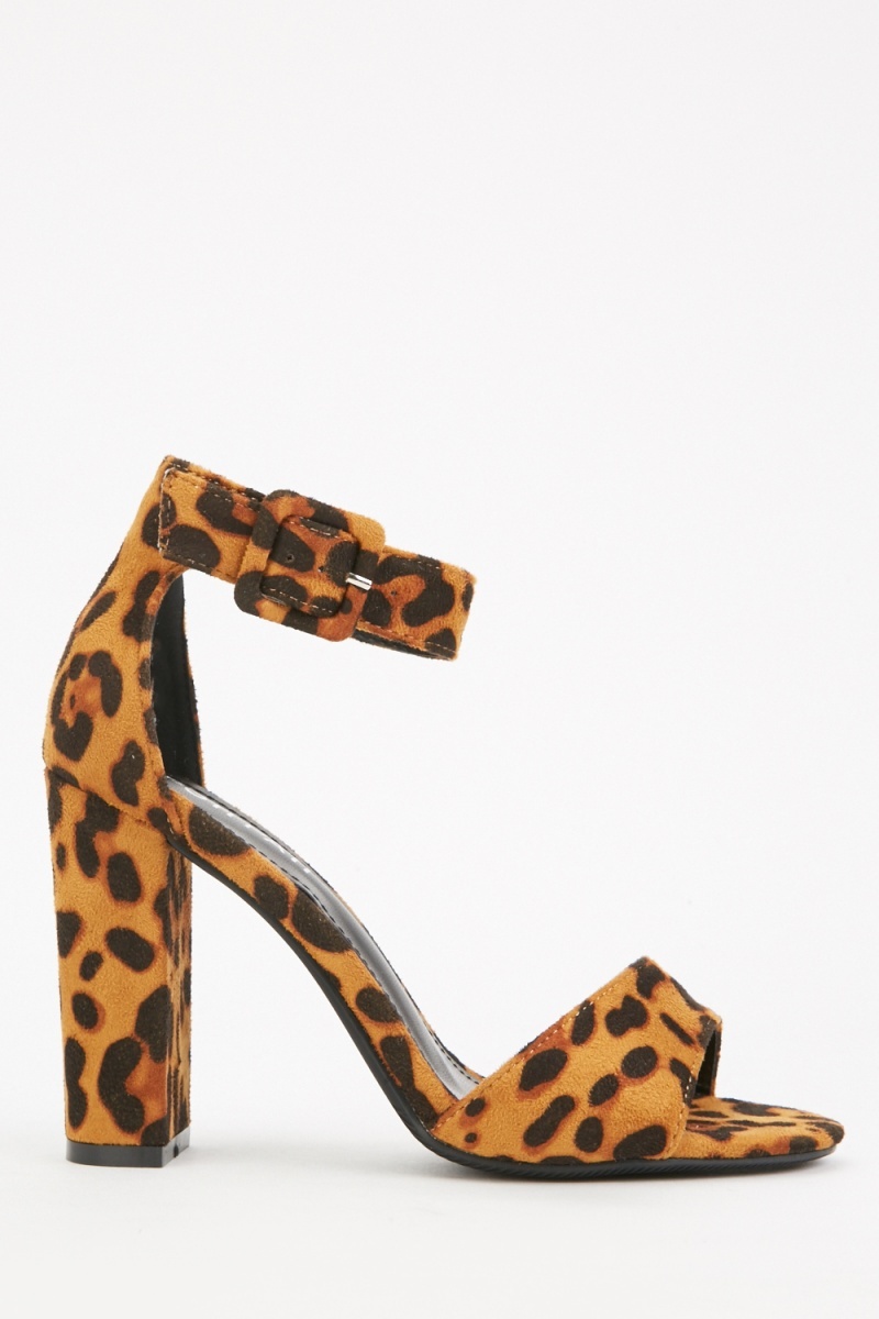 Leopard Print Block Heeled Shoes - Just $6