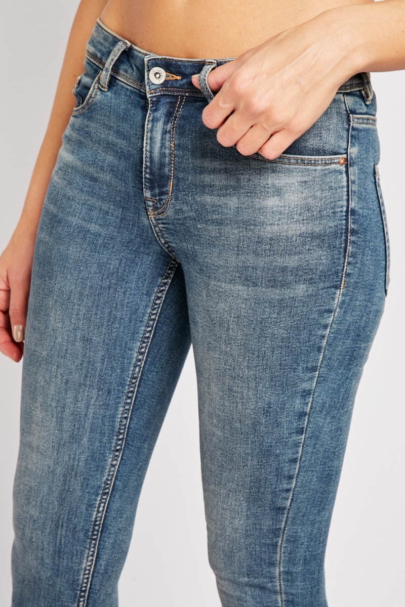 Mid Rise Washed Denim Jeans - Just $6