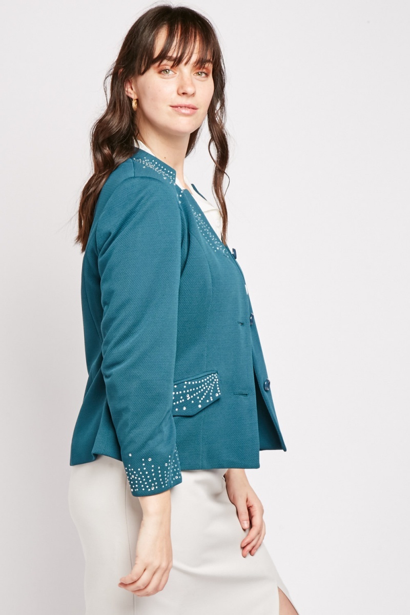 teal sequin blazer