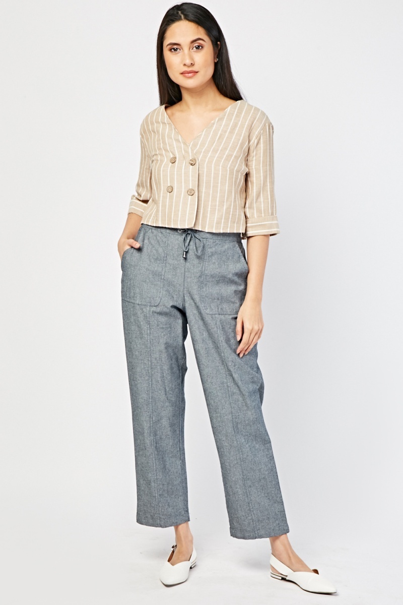 Straight Fit Denim Trousers - Just $7