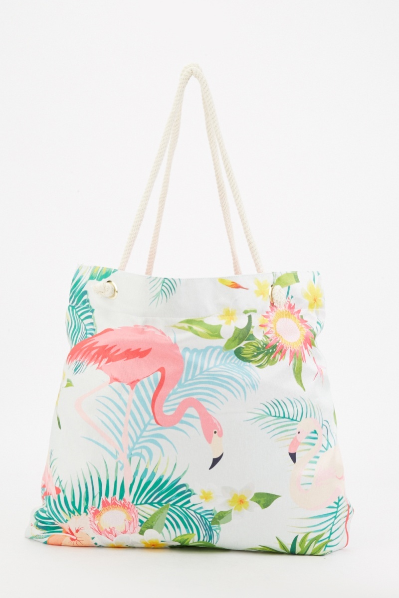 Flamingo Printed Beach Bag - Just $6
