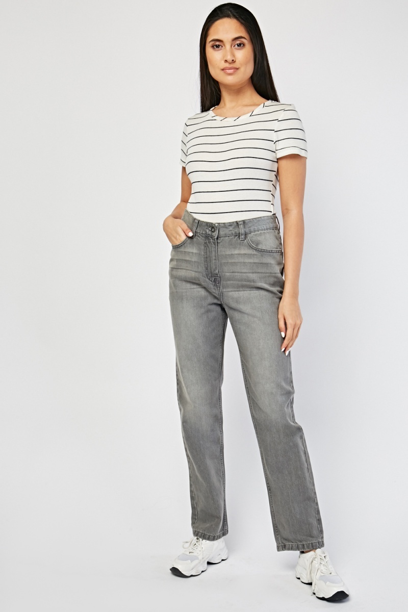 Straight Leg Denim Grey Jeans - Just $7