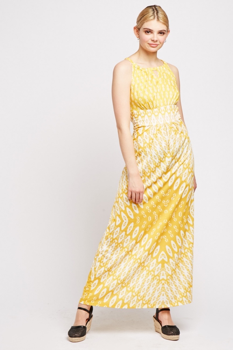 Printed Keyhole Front Maxi Dress - Just $7