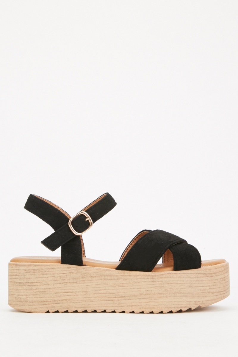 Chunky Black Platform Sandals - Just $7